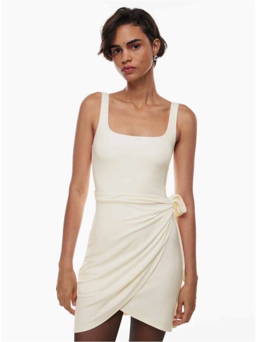 Wilfred Cream Square-Neck Wrap-Detail Midi Dress